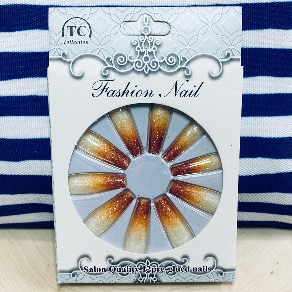 🔥5/$25🔥Fashion Ombré Glitter Nails - orange